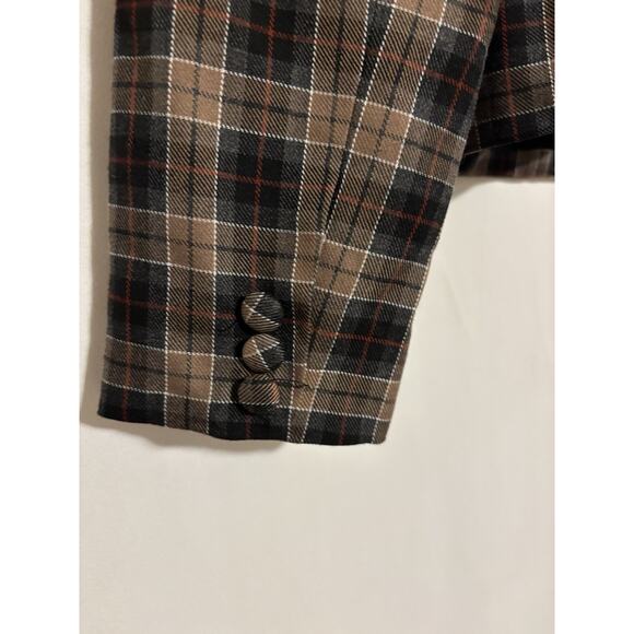 WAYF Blazer Jacket Small New Plaid Check Brown Black Fall - Picture 10 of 12